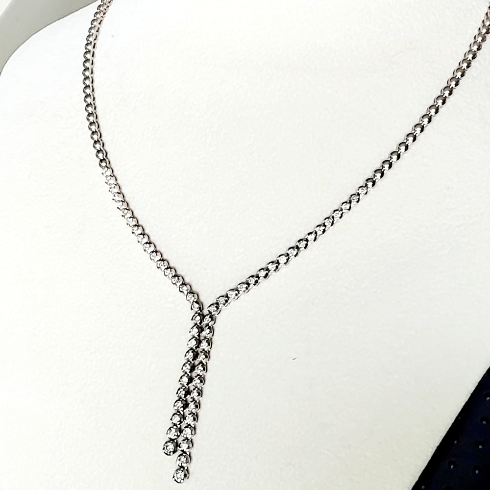 GIA Appraised Diamond and White Gold Bead Y Necklace